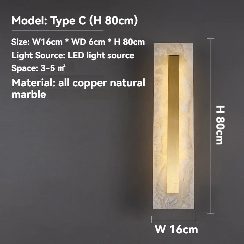 Applique murale marbre doré – Lampe LED luxe moderne | Chambre & Salon