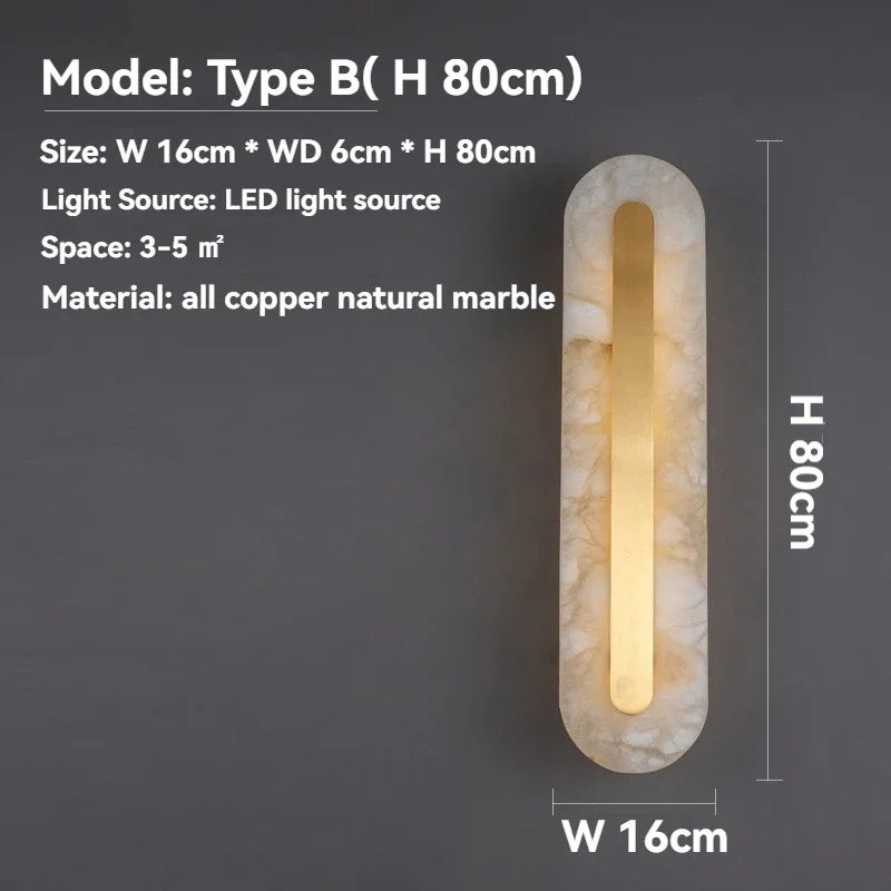 Applique murale marbre doré – Lampe LED luxe moderne | Chambre & Salon