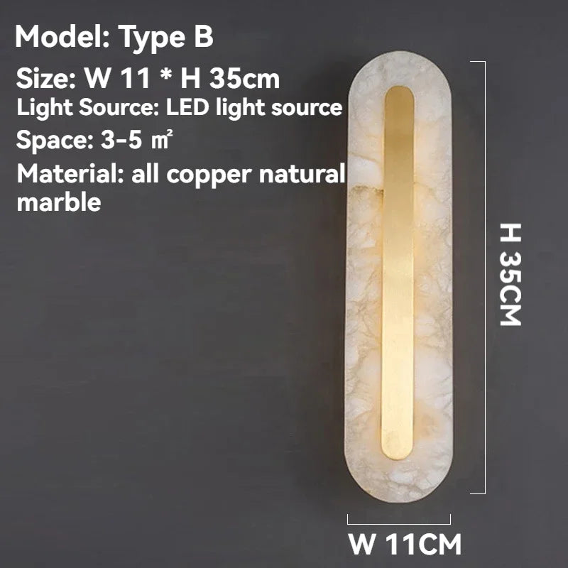 Applique murale marbre doré – Lampe LED luxe moderne | Chambre & Salon