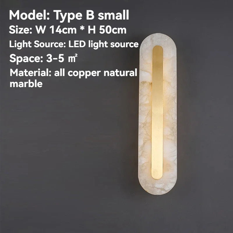 Applique murale marbre doré – Lampe LED luxe moderne | Chambre & Salon