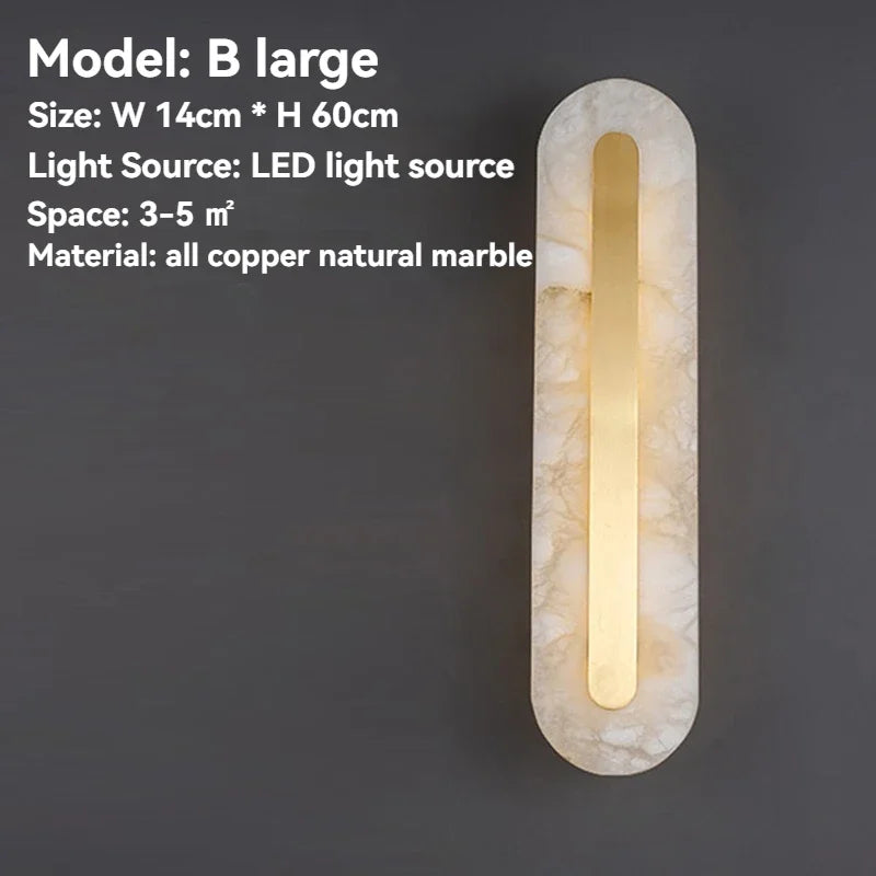 Applique murale marbre doré – Lampe LED luxe moderne | Chambre & Salon