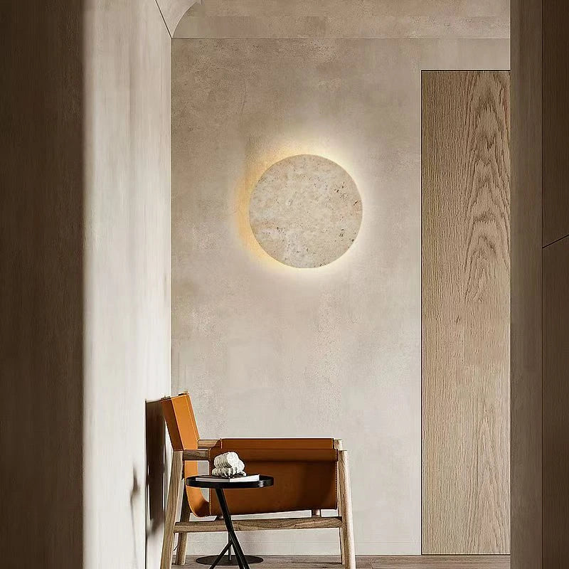 Applique murale marbre et bois LED – lampe japonaise design minimaliste