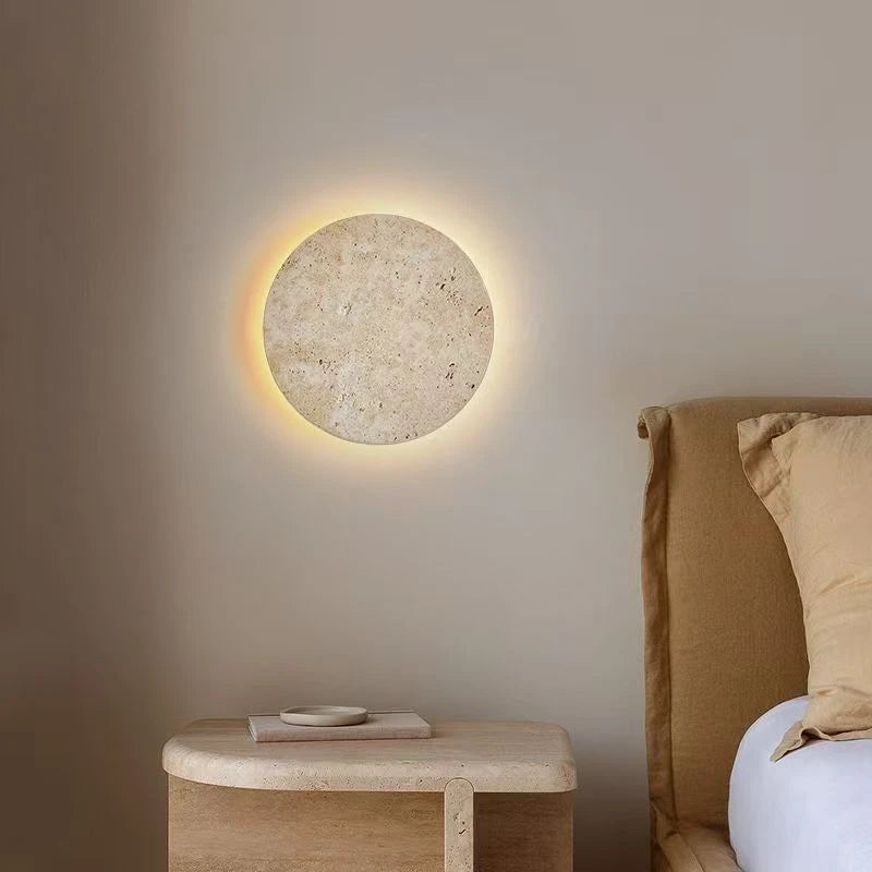 Applique murale marbre et bois LED – lampe japonaise design minimaliste