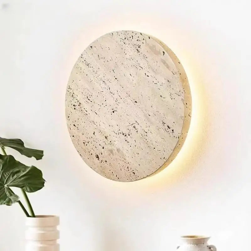 Applique murale marbre et bois LED – lampe japonaise design minimaliste