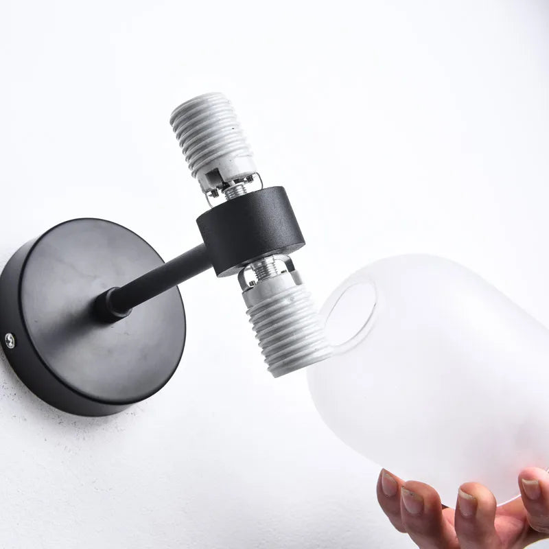 Applique murale noire et dorée LED – lampe moderne en verre et métal