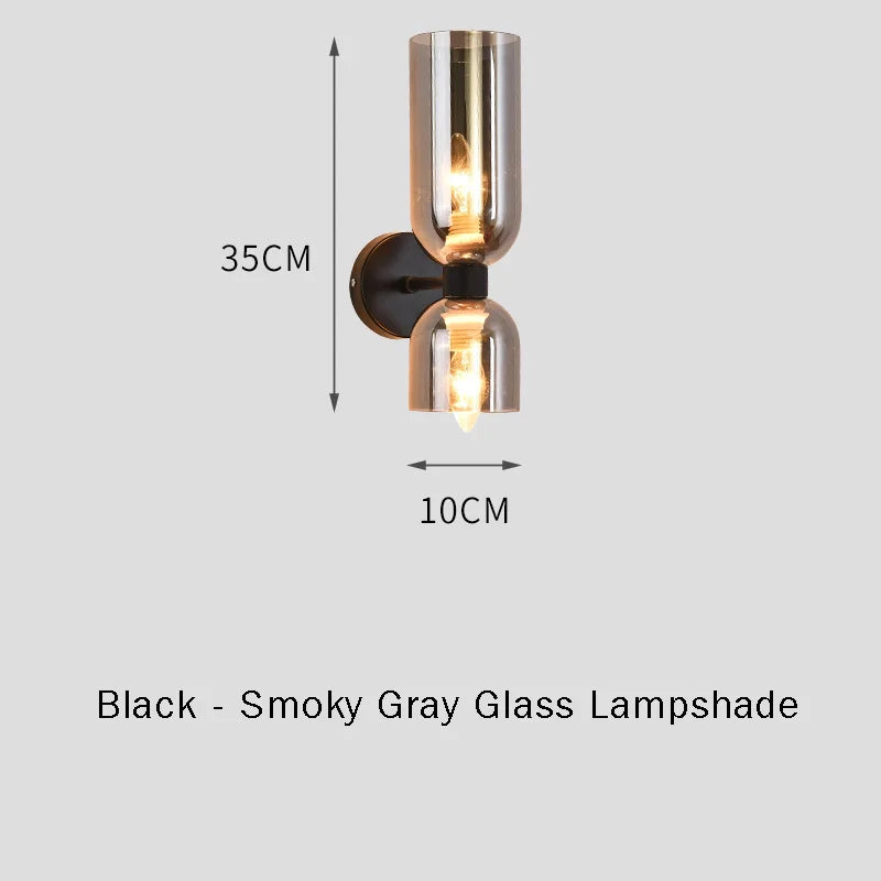 Applique murale noire et dorée LED – lampe moderne en verre et métal