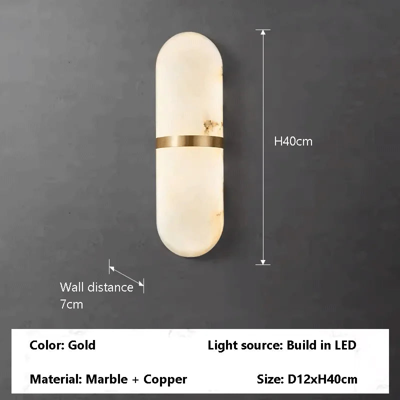 Applique murale ovale cuivre & marbre – luminaire mural moderne luxe