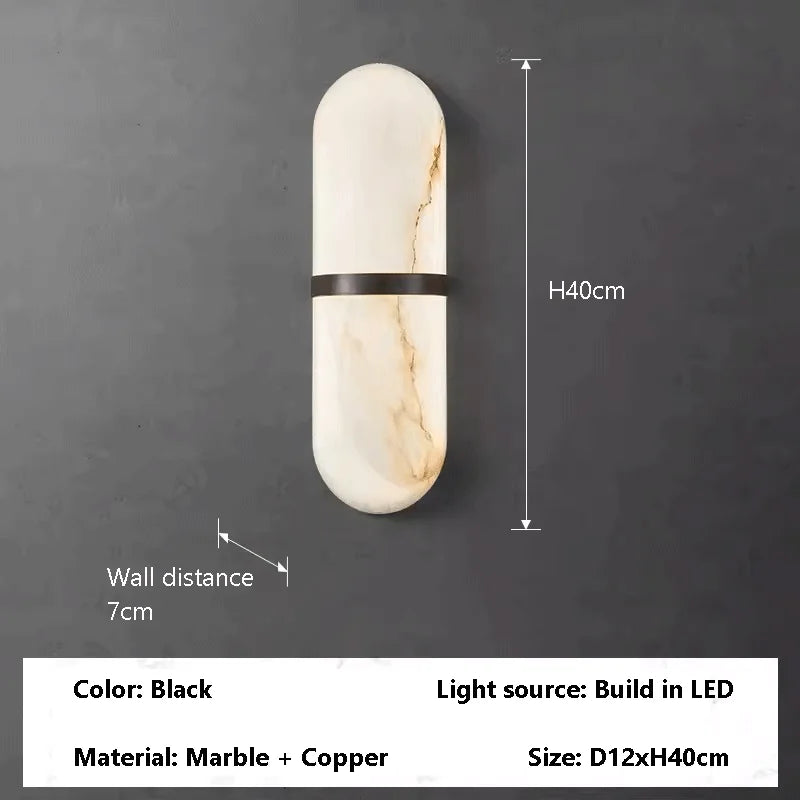 Applique murale ovale cuivre & marbre – luminaire mural moderne luxe