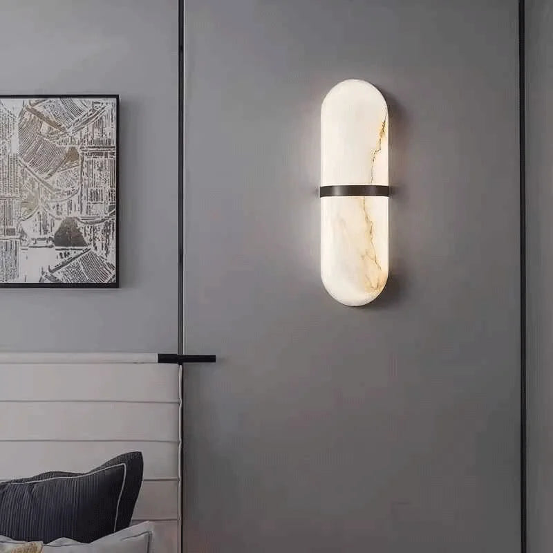 Applique murale ovale cuivre & marbre – luminaire mural moderne luxe