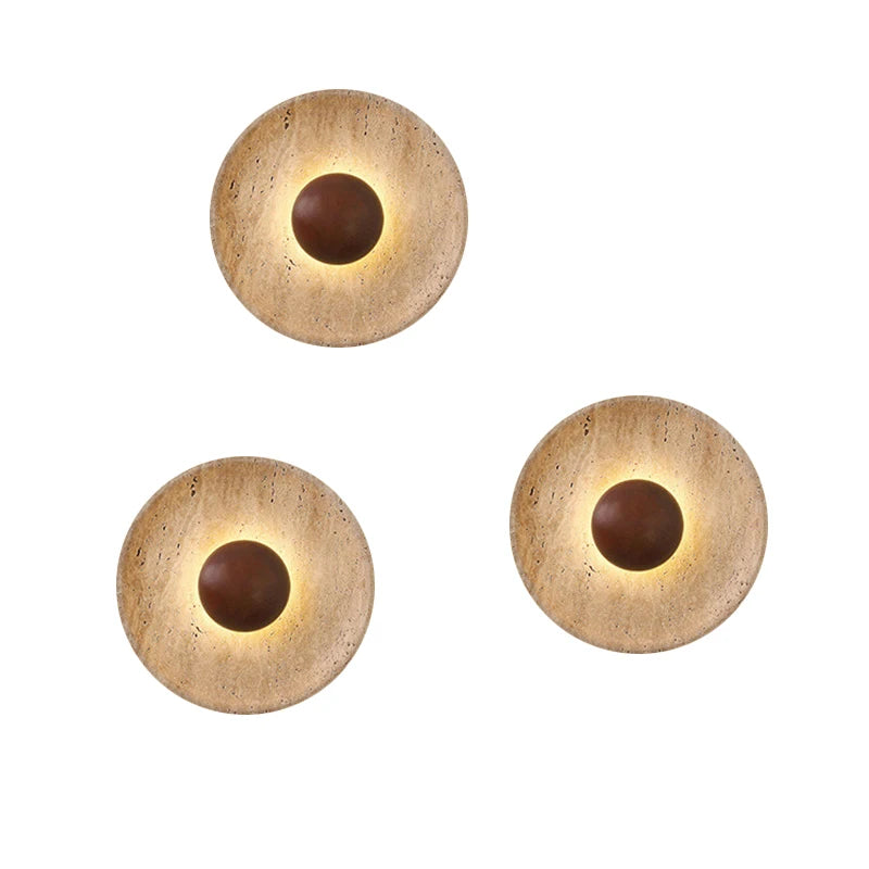 Applique murale pierre naturelle – Lampe bois sombre LED moderne