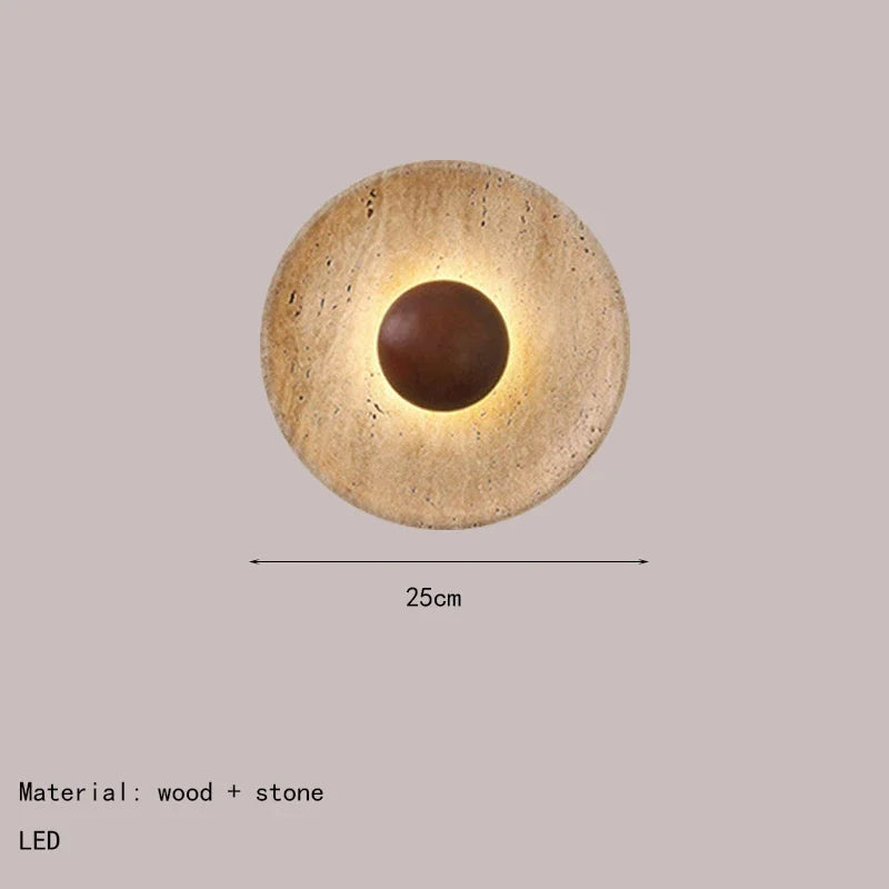 Applique murale pierre naturelle – Lampe bois sombre LED moderne