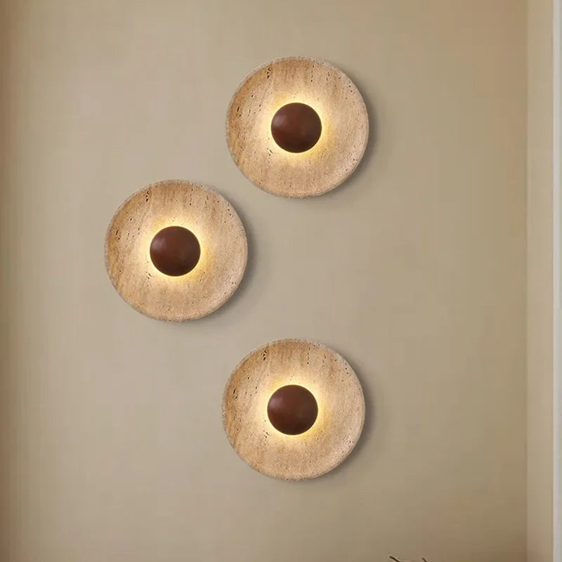 Applique murale pierre naturelle – Lampe bois sombre LED moderne