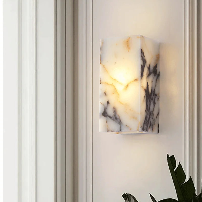 Applique murale pierre naturelle noire LED design luxe Art Déco