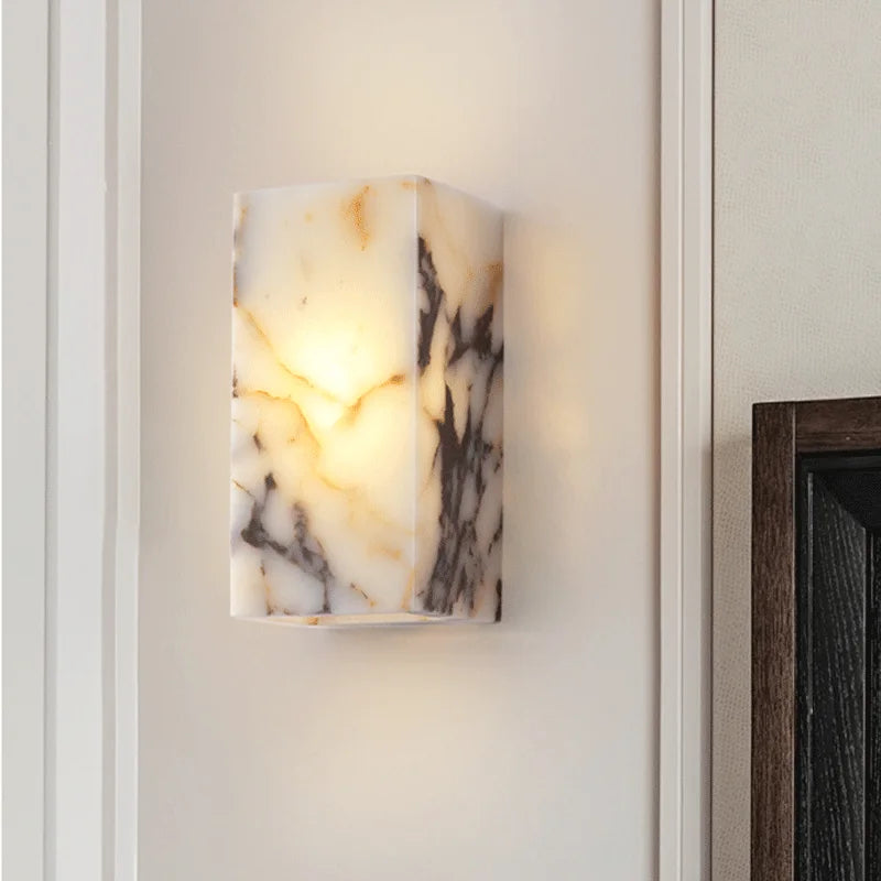 Applique murale pierre naturelle noire LED design luxe Art Déco