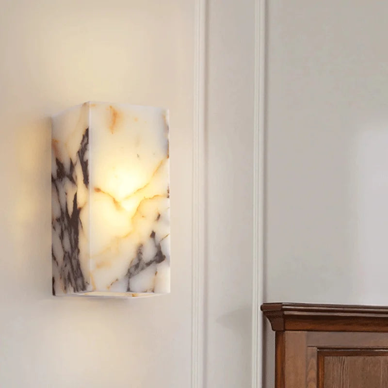 Applique murale pierre naturelle noire LED design luxe Art Déco