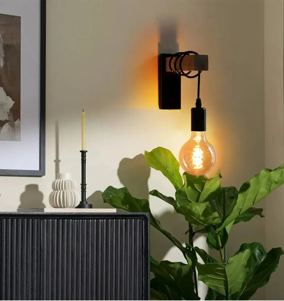 Applique murale rétro bois LED