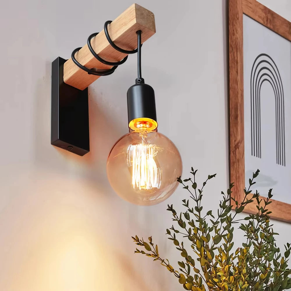 Applique murale rétro bois LED
