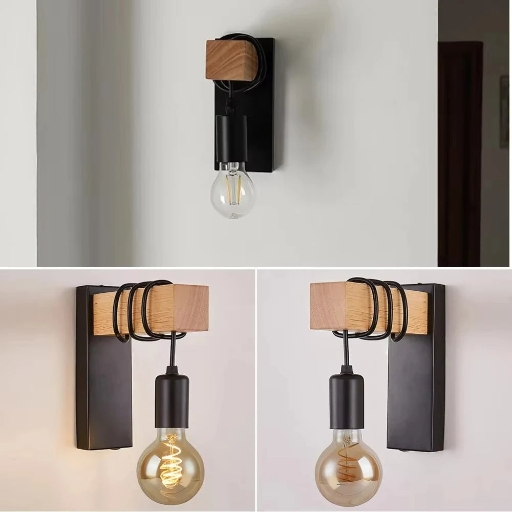 Applique murale rétro bois LED