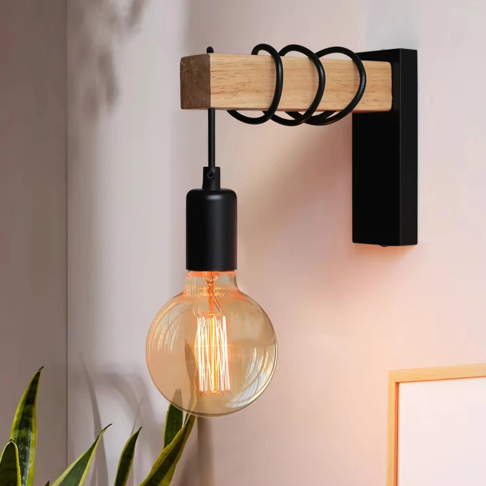 Applique murale rétro bois LED