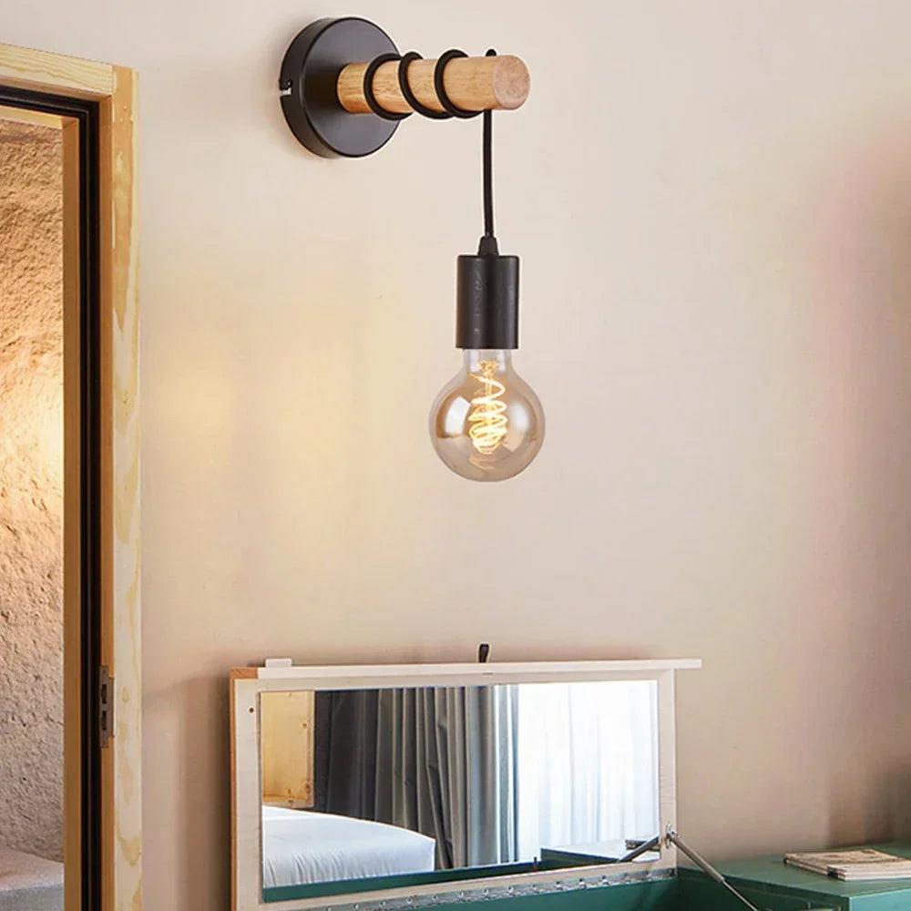 Applique murale rétro en bois – lampe murale vintage pour intérieur