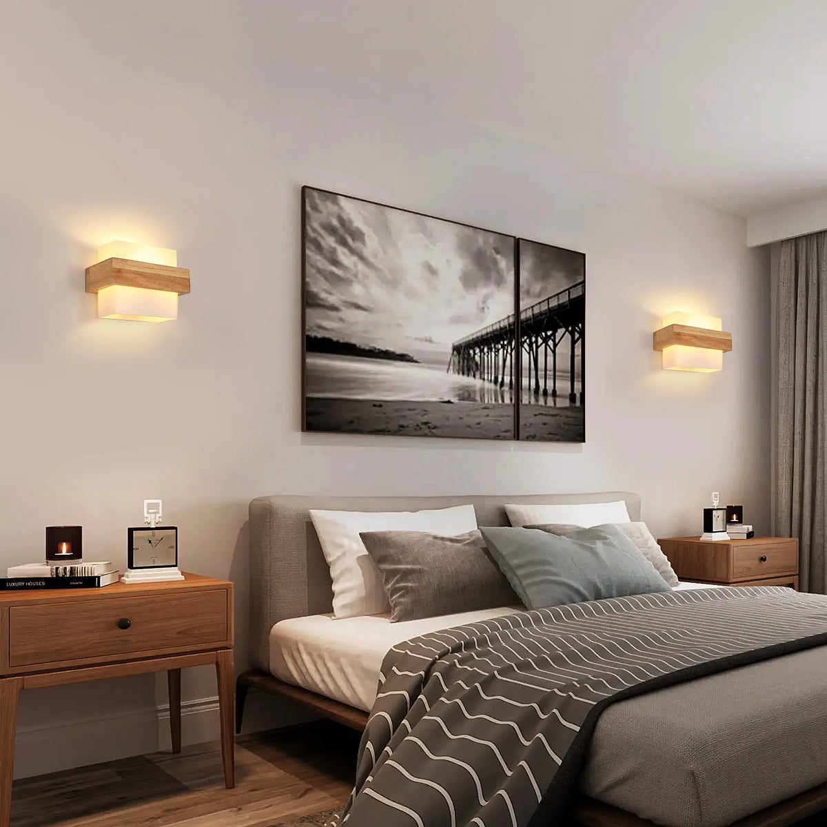 Applique murale rétro en bois naturel – design élégant