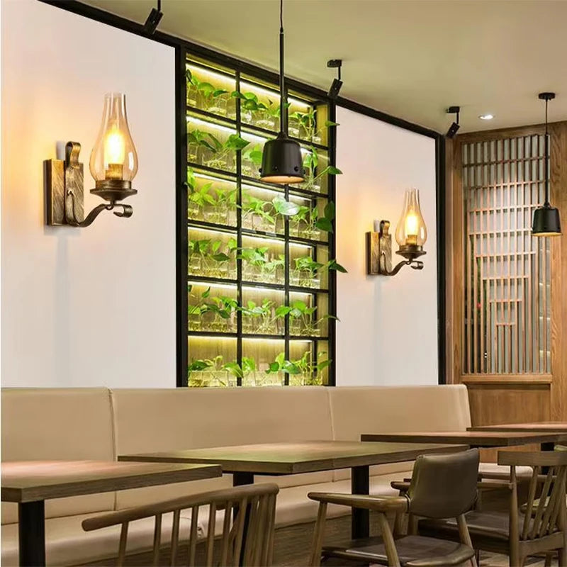 Applique murale rétro industrielle en fer pour chambre et espace intérieur