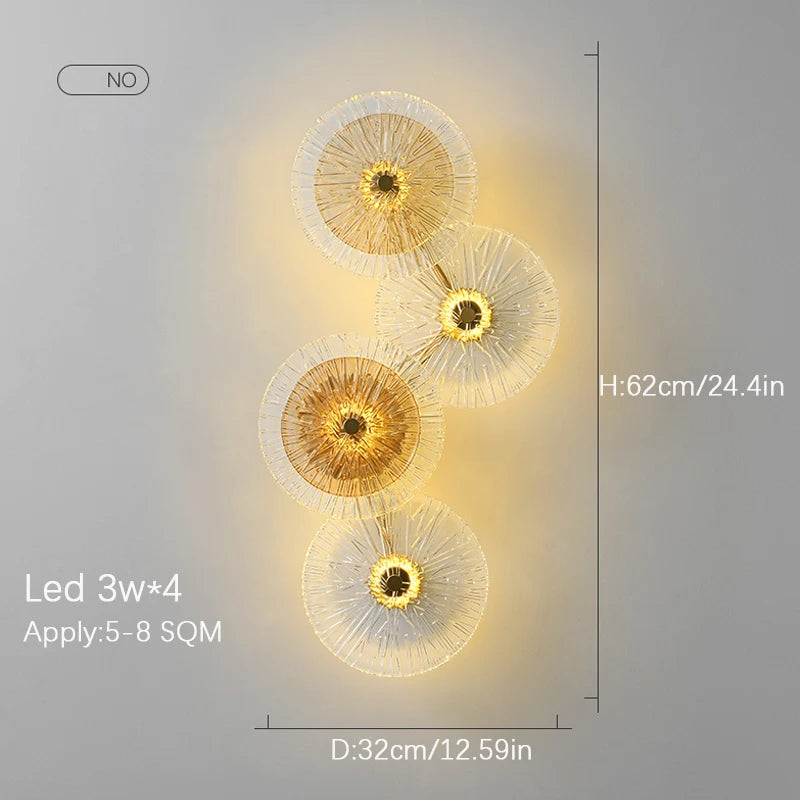 Applique murale ronde LED en verre – luminaire art déco moderne