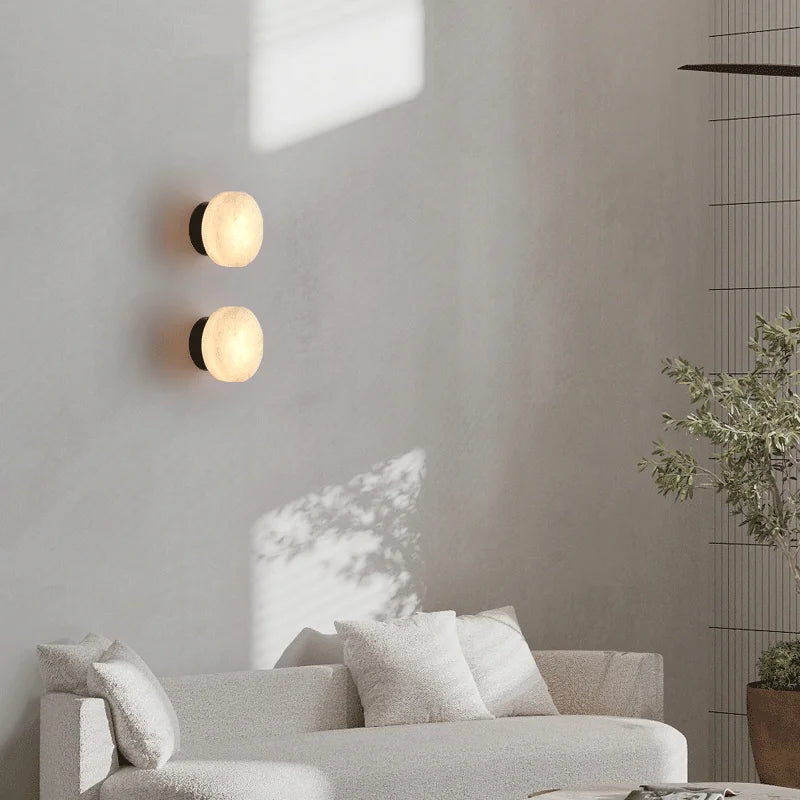 Applique murale ronde en marbre naturel LED