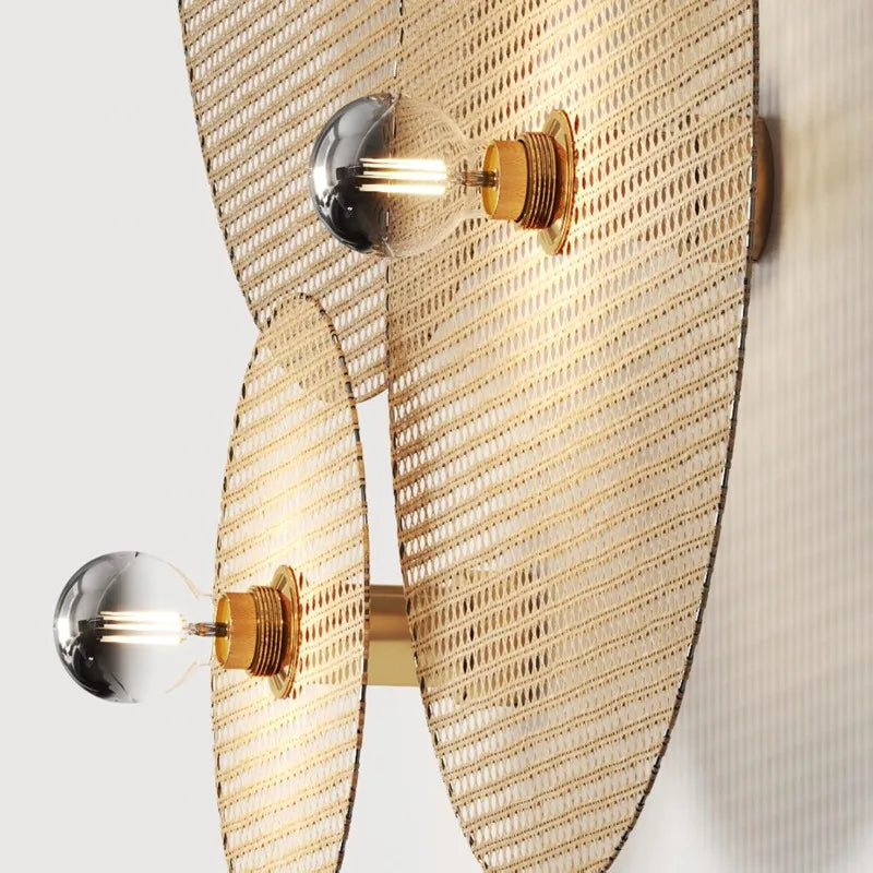 Applique murale rotin et bambou LED – lampe japonaise artisanale naturelle