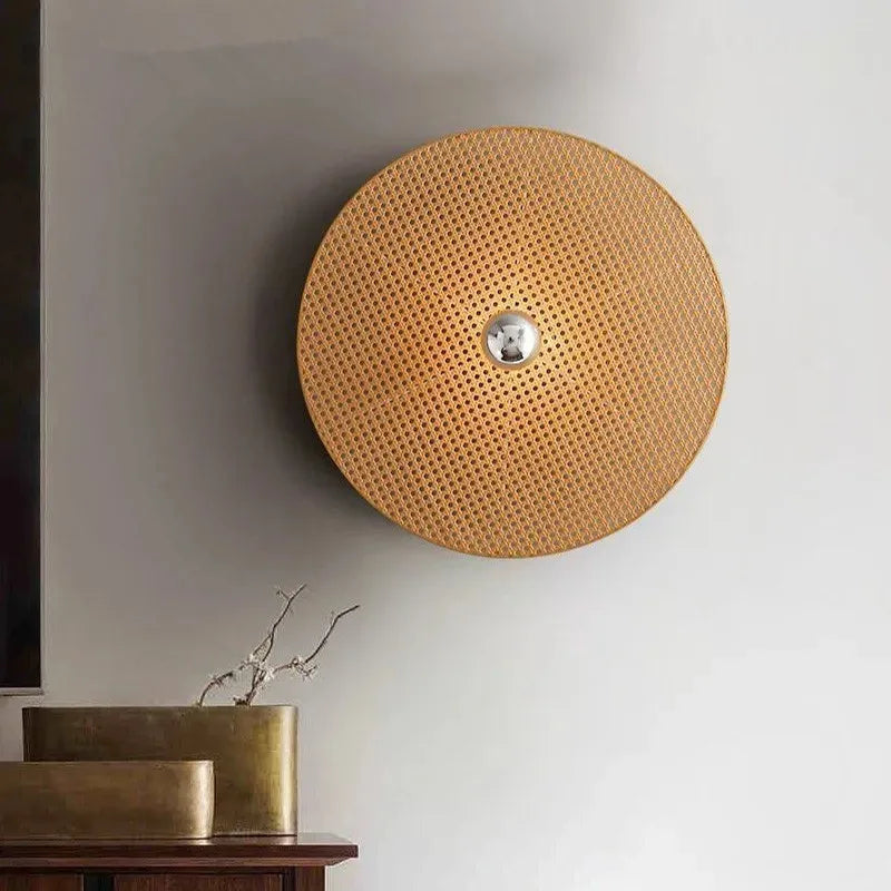 Applique murale rotin et bambou LED – lampe japonaise artisanale naturelle