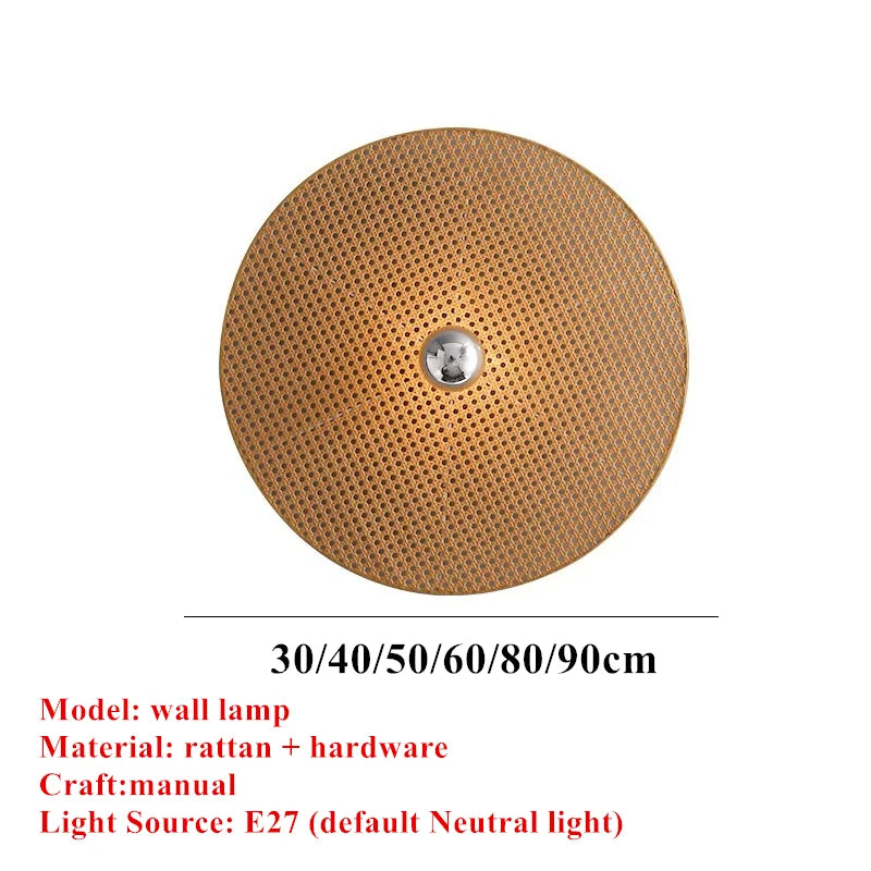Applique murale rotin et bambou LED – lampe japonaise artisanale naturelle