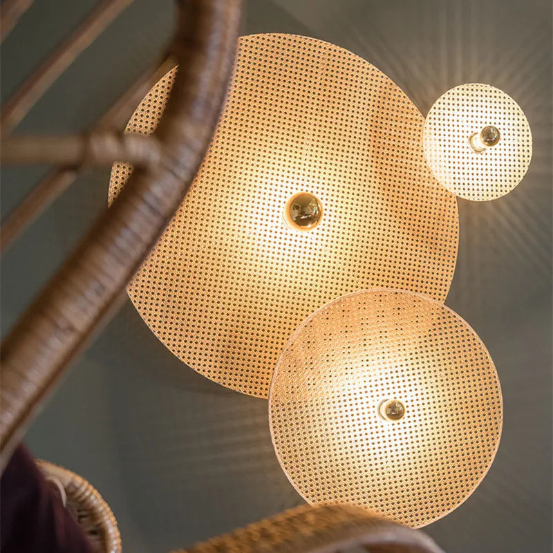 Applique murale rotin et bambou LED – lampe japonaise artisanale naturelle