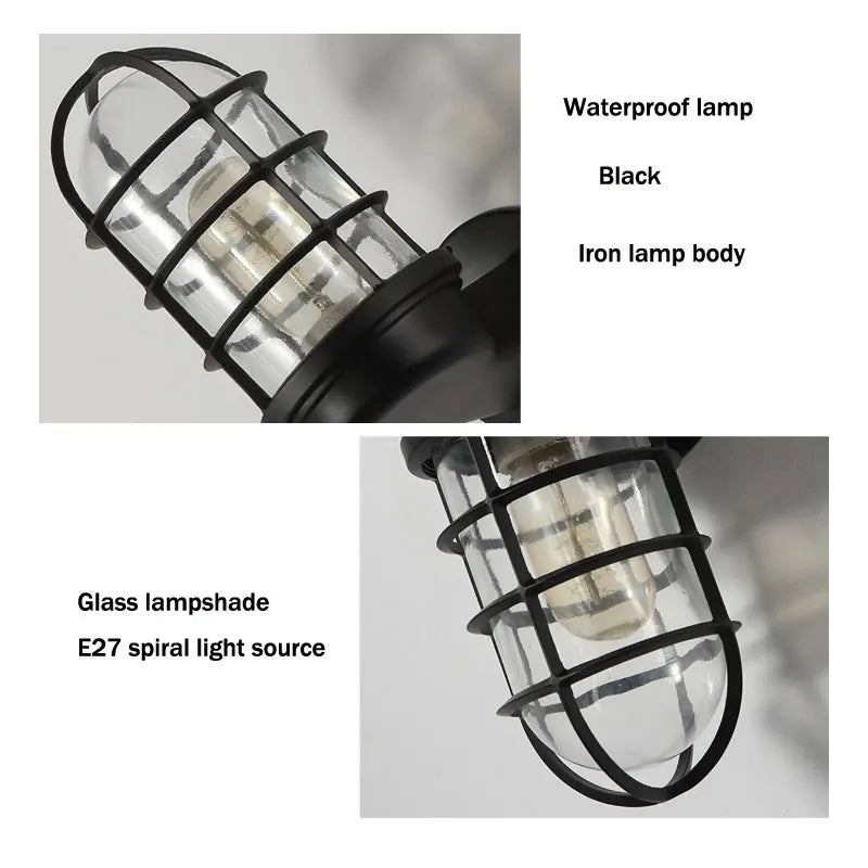 Applique murale vintage cage métal E27 – style loft industriel