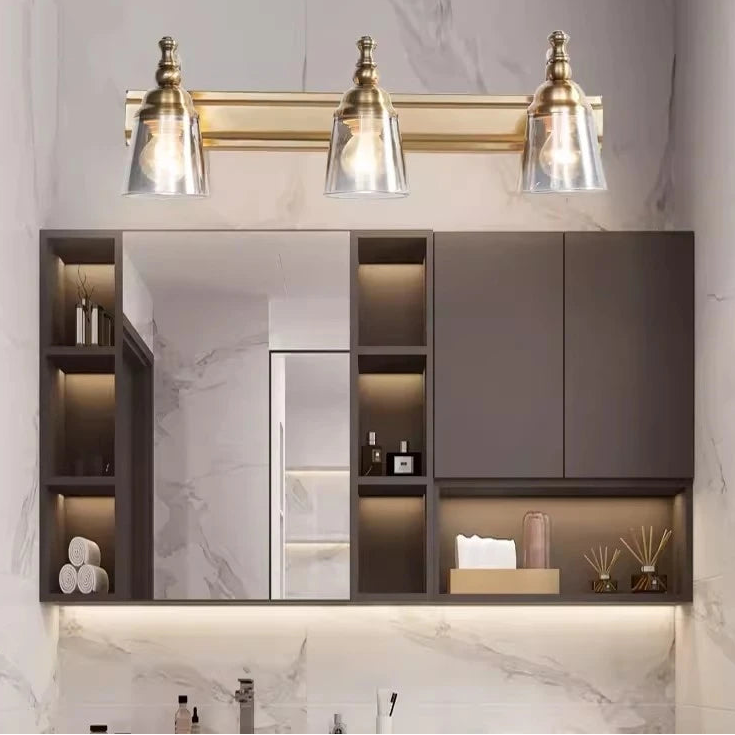 Applique murale vintage verre et métal pour miroir salle de bain élégante