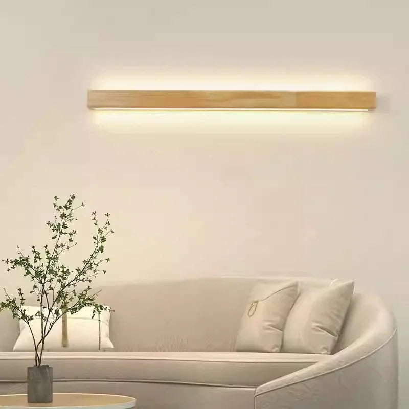 Applique plafonnier long en bois