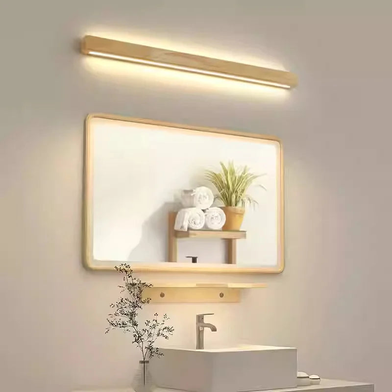 Applique plafonnier long en bois