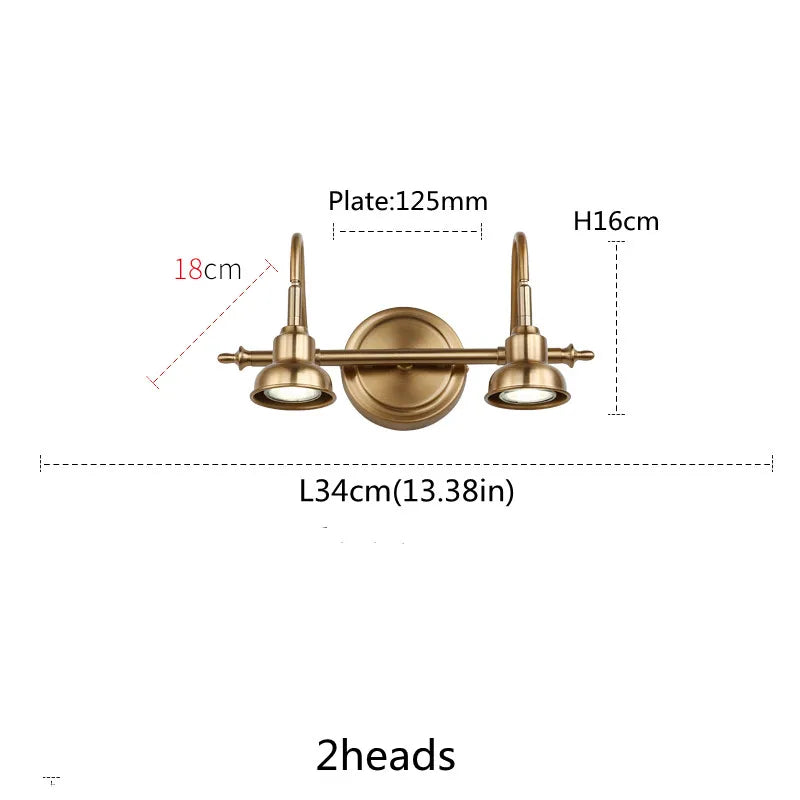 Lampe murale LED miroir bronze pour salle de bain design moderne