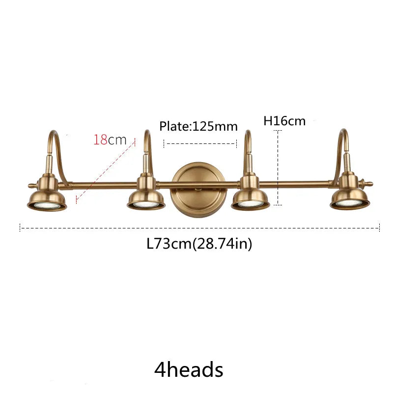 Lampe murale LED miroir bronze pour salle de bain design moderne