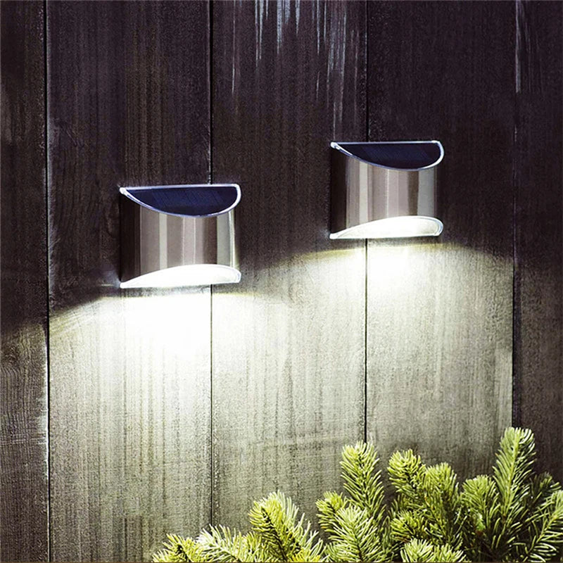 Lot de 2 lampes solaires murales LED inox – Éclairage extérieur