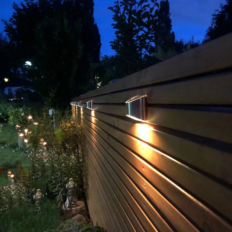 Lot de 2 lampes solaires murales LED inox – Éclairage extérieur