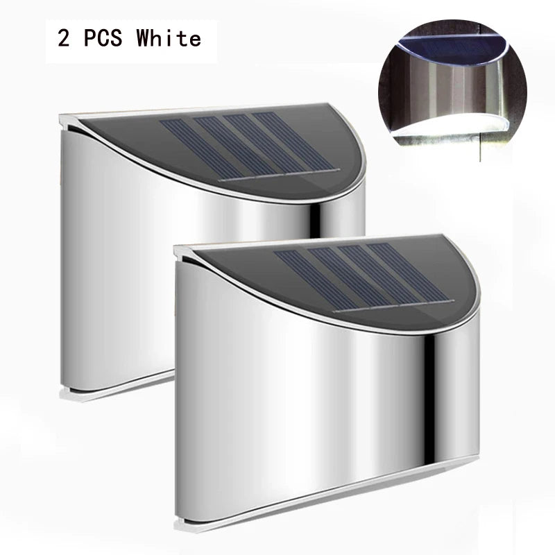 Lot de 2 lampes solaires murales LED inox – Éclairage extérieur
