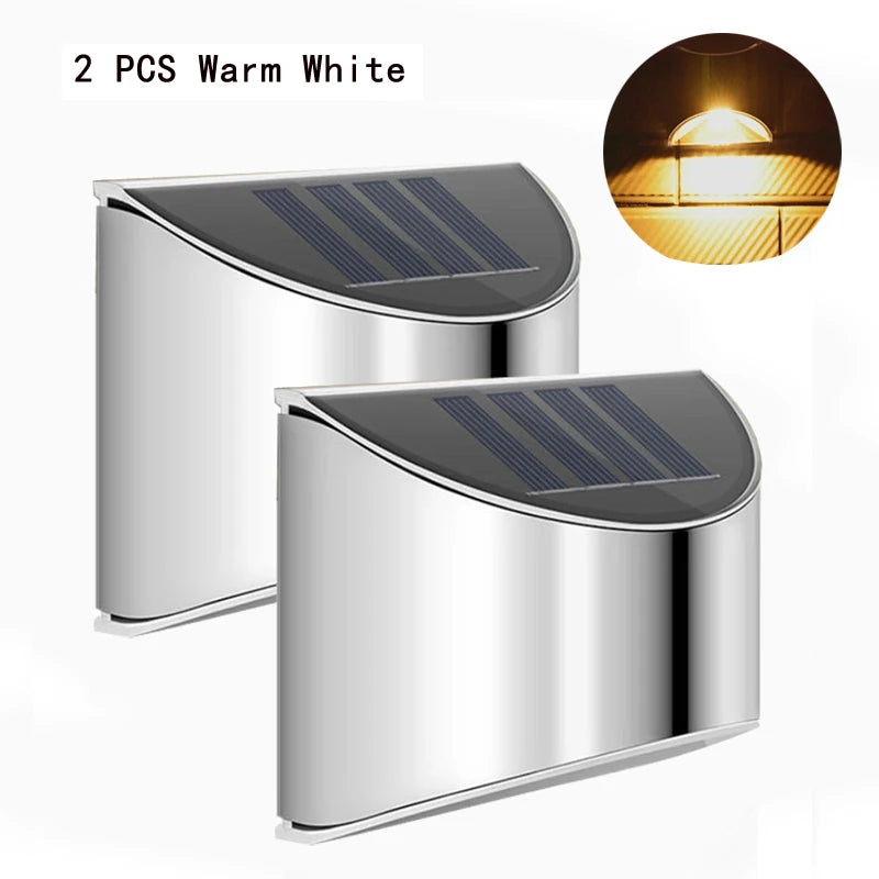 Lot de 2 lampes solaires murales LED inox – Éclairage extérieur