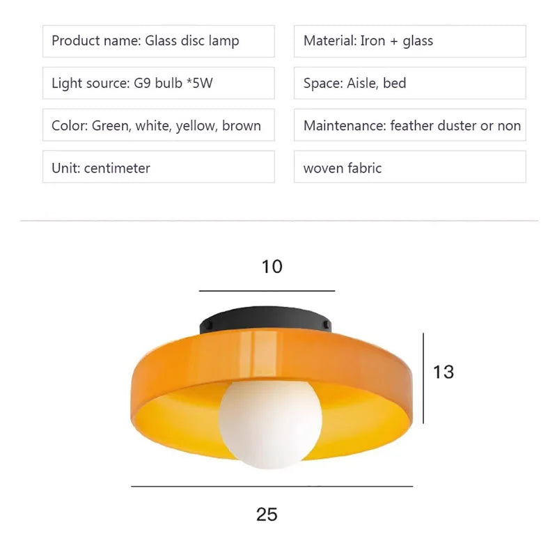 Plafonnier LED en verre et fer – lampe moderne colorée