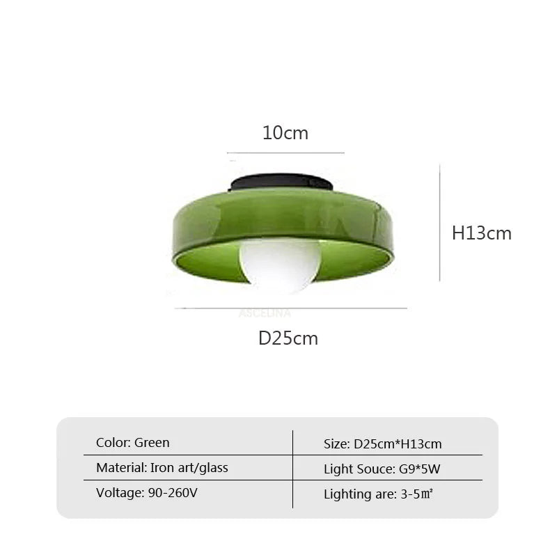 Plafonnier LED en verre et fer – lampe moderne colorée