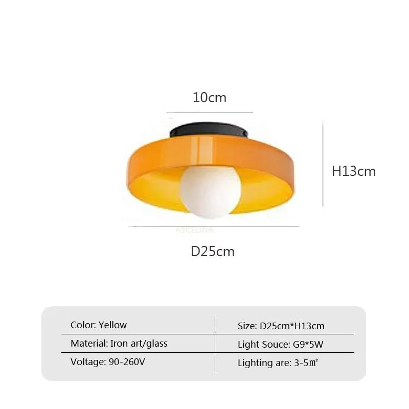 Plafonnier LED en verre et fer – lampe moderne colorée