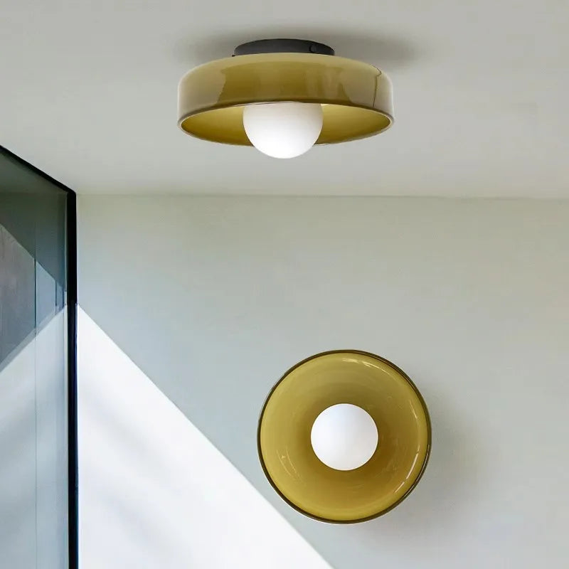 Plafonnier LED en verre et fer – lampe moderne colorée
