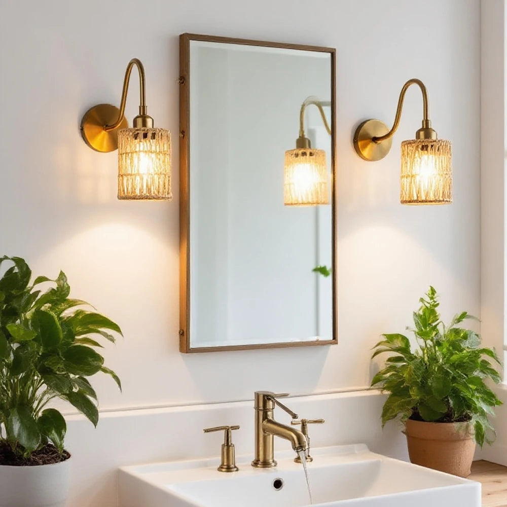 Applique murale en rotin bohème