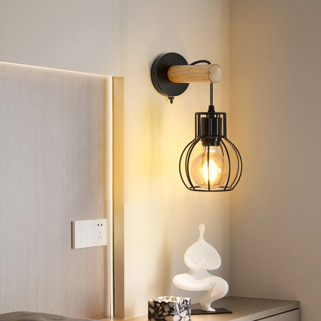 Applique murale rétro bois & métal