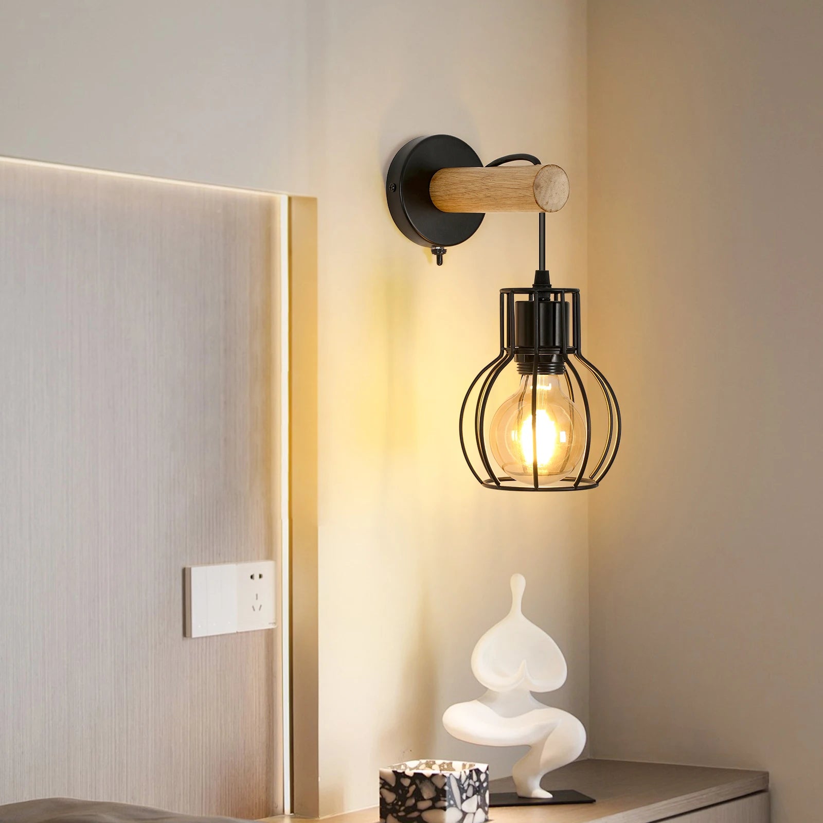 Applique murale rétro bois & métal