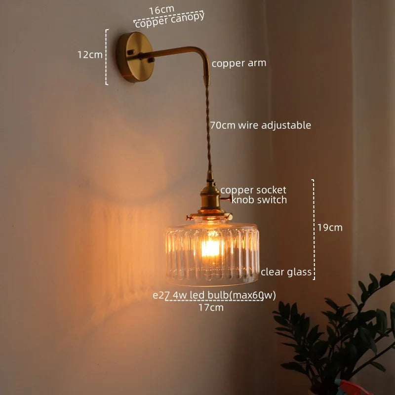 Applique murale LED cuivre et verre